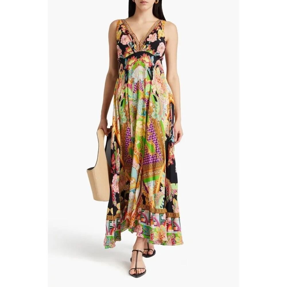 CAMILLA
Crystal-Embellished Printed Silk Maxi Dress 💜